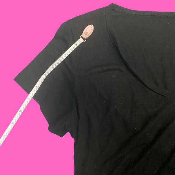 Abound Black V-Neck Short Sleeve Tee Shirt Women’s Size M – Minimalist Staple - Picture 5 of 7